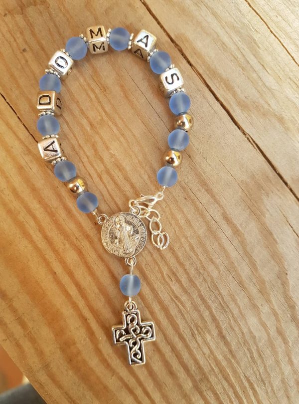 Matiniai mėlyni karoliukai -  apyrankė krikštui