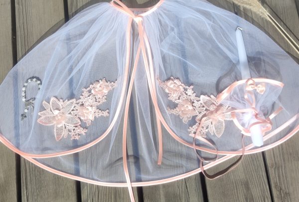 Skraistė krikštukui - persikinė svajonė